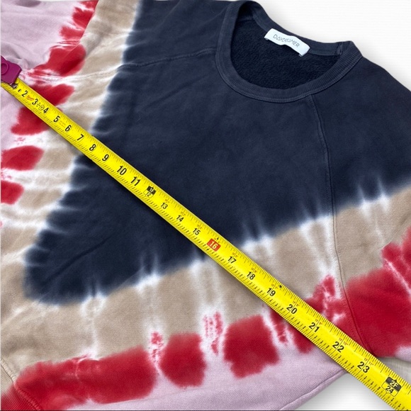 DAYDREAMER Flying V Tie Dye Varsity Crew Sweatshirt In Black Combo size XS - Picture 12 of 12
